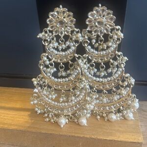 Gold and Pearl Drop Earrings